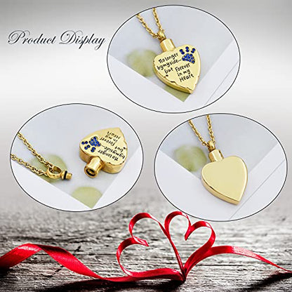 Fashion Pet Cremation Jewelry Stainess Steel Heart Keepsake Ashes Necklace Dog Cat Paw Memorial Urn Pendant - color: G-Blue