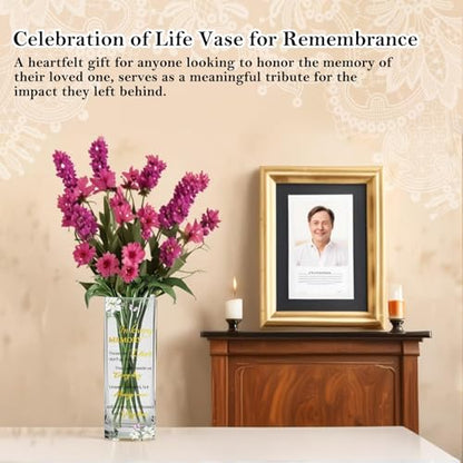 Sympathy Memorial Flowers Vase Sympathy Gifts for Loss of Loved One Dad Mom Husband Sister Friend Grief Gifts for Women Bereavement Condolences Gift for Loss Grieving Sorry for Your Loss Glass Vase