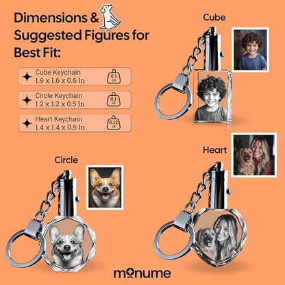 Monume 2D Crystal Photo Keychain – Personalized Laser Engraved Keepsake | Custom Crystal Photo – Personalized Keychain Keepsake – Custom Keychain with Picture for Anniversary, Birthday & More - style: Square