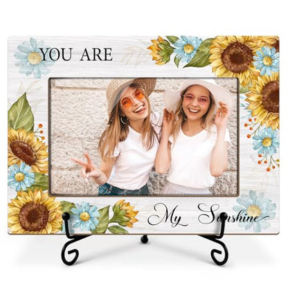 Utaqer Sunflower Picture Frame, You Are My Sunshine, Picture Gifts For Women Friend Bestie, Wooden Picture Frame For Birthday Thanksgiving Keepsake Holiday, 4X6 Photo Frame With Stand -40 - color: Multi-color
