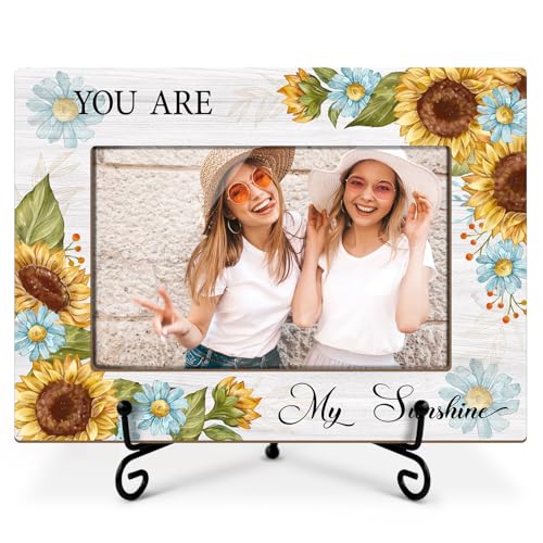 Utaqer Sunflower Picture Frame, You Are My Sunshine, Picture Gifts For Women Friend Bestie, Wooden Picture Frame For Birthday Thanksgiving Keepsake Holiday, 4X6 Photo Frame With Stand -40 - color: Multi-color