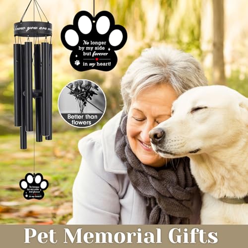 Pet Memorial Wind Chime, 30 Inches Paw Print Pet Remembrance Gift - color: No Longer
