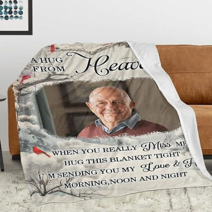 Personalized Memorial Blankets with Photos, in Memory of Loved One Gifts, Sympathy Bereavement Cardinal Blanket for Loss of Mom Dad Grandma Husband Son Daughter - color: New Arrivals-5