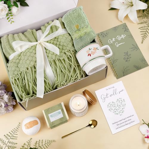 Get Well Soon Gifts Set for Women Sympathy Gift Baskets for Loss of Loved One,Feel Better Inspirational Thinking of You Gift for Wife/Sister/Friend/Mom (Sage) - color: Sage