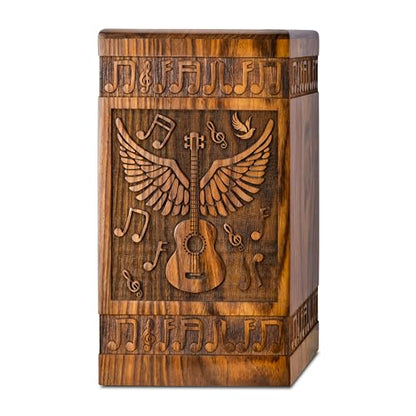 Guitar Wings Wooden Urn for Human Ashes, Medium 115 Cu in, Rosewood - color: Rosewood, size: Medium (115 lbs)