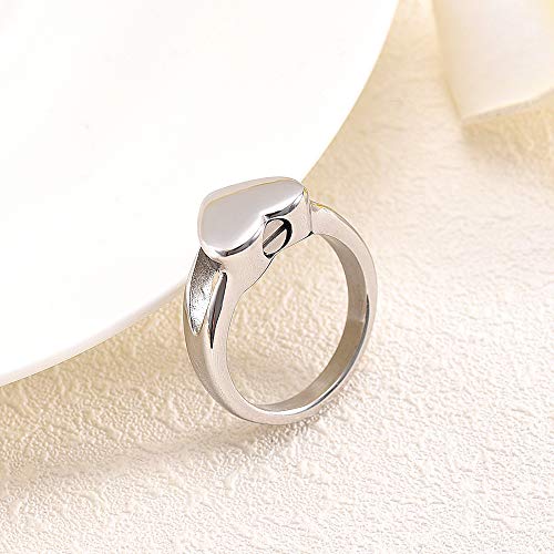 Simple Heart Cremation Urn Ring for Ashes Hold Loved Ones Ashes Memorial Jewelry for Funeral Keepsake Gift - color: 6#