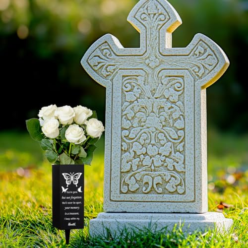 WEBEEDY Cemetery Vases for Grave Butterfly Grave Vase with Spike Cemetery Decoration Memorial Vase for Graves Outdoor Yard, Sympathy Gift Graves Flower Holder for Loss Family,1 pc (3x8 Inch)
