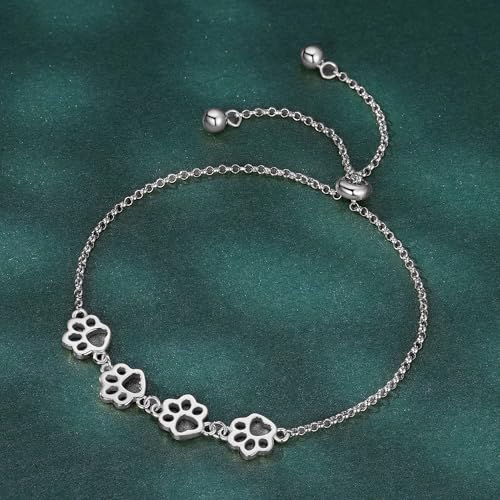 Silver Adjustable Bracelets 925 Sterling Silver Link Bracelets for Women Anniversary Birthday Christmas Jewelry for Women - color: Silver Cat