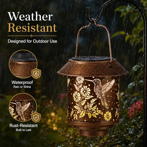 2 Pack Solar Hummingbirds Lantern Outdoor Hanging, Gifts for Women Mom - color: c-Hummingbird-2PC