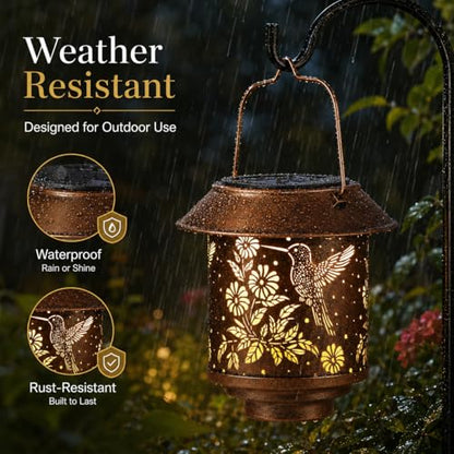 2 Pack Solar Hummingbirds Lantern Outdoor Hanging, Gifts for Women Mom - color: c-Hummingbird-2PC