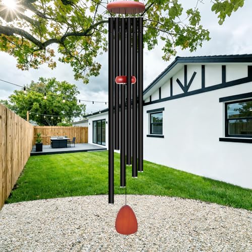 WENANA Large Wind Chimes for Outside Deep Tone, Soothing Melodic Memorial Sympathy Wind Chime, Suitable Outdoor Garden Decor, Gift for Mom Women Neighbors (Black Wind Chime -46 in) - size: Black wind chime -46“