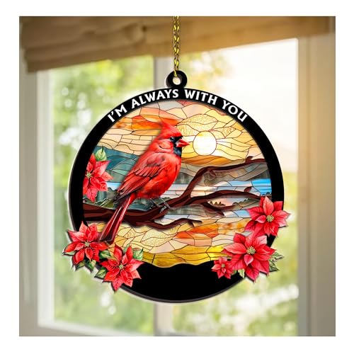 HYTURTLE Personalized Memorial Cardinal Ornaments Gifts For Loss Of Loved Ones - I'm Always With You - Memorial Ornament For Christmas Tree Decor - Sympathy Keepsake Gift - Memorial Suncatcher 5"