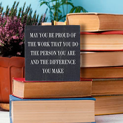 Inspirational Desk Decor Wooden Box Sign Thank You Employee Appreciation Gift Coworker Gift Black Wood Block Plaque Box Sign Retirement Goodbye Farewell Gift May You Be Proud of The Work Sign | Coworker Gift Black Wood Block Plaque Box Sign Retirement Goo