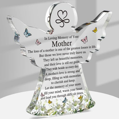 Jetec Sympathy Gifts for Loss Acrylic Angel Memorial Bereavement,Mother | Remembrance gift for loss of Mother Bereavement Condolences Gifts Remember Me Grieving Keepsake Table Decor for Mom Grandma - style: Mother