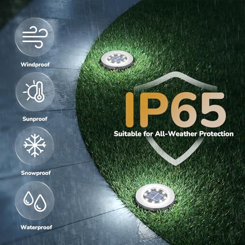 INCX 12 Pack 4.6 Inch Solar Ground Lights Outdoor, Waterproof, Cold White - color: Cold, size: 12 Pack