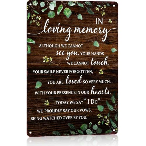 12x8in Aluminum In Loving Memory Memorial Decorative Wall Sign | Rustic Wood Grain Loving Memory Aluminum Sign For Wedding , Memorial , Home Wall Decor , For Remembering Lost Loved Ones