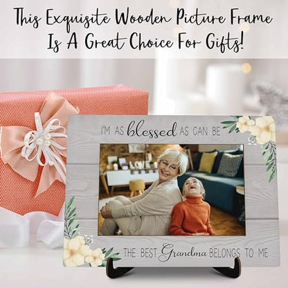 Grandma Pictures Frame, I'm As Blessed As Can Be The Best Grandma Belongs To Me Photo Frame, Grandma Gifts From Grandson Granddaughter, Farmhouse Home Living Room Bedroom Decoration -a26 - color: Best Grandma