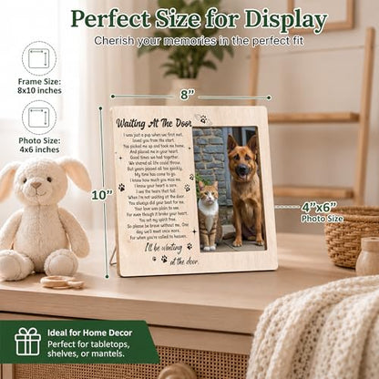 Pet Memorial Photo Frame - Waiting At The Door Dog Wooden Tabletop Picture Frame - Sympathy Memorial Gifts For Loss Of Dog Cat Owner - In Loving Memory Frame Favors -10