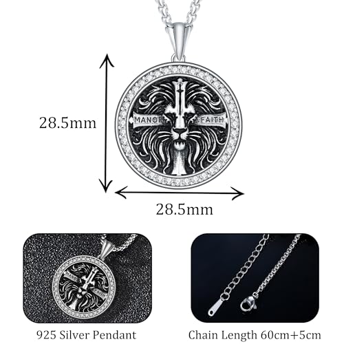 925 Sterling Silver Patron Saint Necklace Amulet Miraculous Medal Pendant Jewelry for Men Women with Friendship Talisman Travel Inspirational Gifts - color: black-G