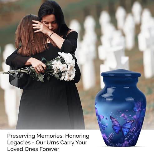Butterfly Urn - Blue - Butterfly with Flowers Pattern - - color: Blue Butterfly, size: 3 inch (4 pieces)