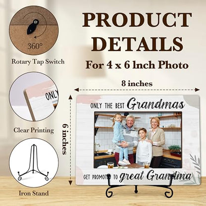 Great Grandma Photo Frame, Best Grandmas Wooden Tabletop Photo Frame With Stand, New Grandparent Gifts, Grandkids Frame Gifts For Great Grandma, Grandparents Baby Announcement Gifts -A28 - color: Rustic