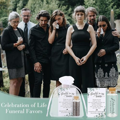 Tanlade 50 Sets Funeral Favors Memorial Seed Big Glass Bottles with Cork Stopper Leaf Funeral Prayer Celebration of Life Card for Loss of Loved Memorial Service, 0.87x1.97in, No Seed