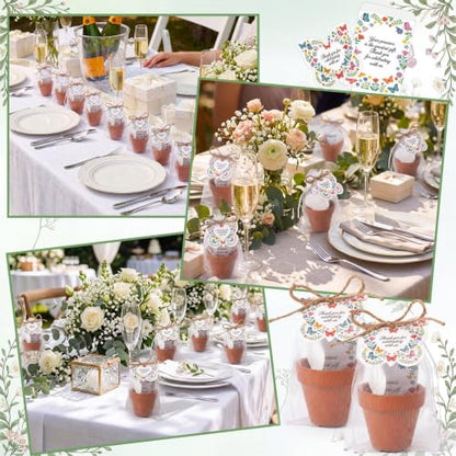 30 Sets Thank You Party Favors for Guests Terracotta Flowerpot Seedling Soil BlocksSeed Packets Organza Gift Bags Thank You Cards and Plant Labels for Bridal Shower Baptism Wedding Party(Butterfly) - style: Butterfly
