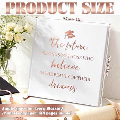 2026 Graduation Guestbook 8.7'' x 8.7" with 2 Markers Class of 2026 Guest Book Inspirational Graduate Scrapbook Hardcover Rose Gold Foiled Photo Album for Graduation Party Supply 144 Pages - color: White, style: Inspirational