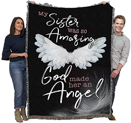 My Sister was So Amazing God Made Her an Angel Blanket - Sympathy Bereavement Gift Tapestry Throw Woven from Cotton - Made in the USA (72x54) - color: Sister, size: 72" x 54"