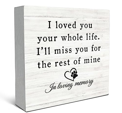 SRADMO In Loving Memory of Pet Quote I Love You Your Whole Life Wood Box Sign Desk Decor,Rustic Wooden Block Box Sign Decoration For Home Bedroom Living Room Shelf Table Decor