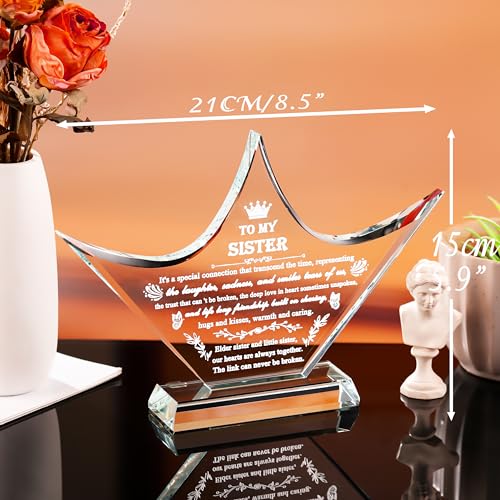 Movdyka Sisters Gifts from Sister - Crown Crystal Engraved Keepsake - Big Bestie Present for Girls Soul Gifts for Women - Best Unique Birthday Sister Gifts On Christamas Mothers Valentines - style: Sister-crown