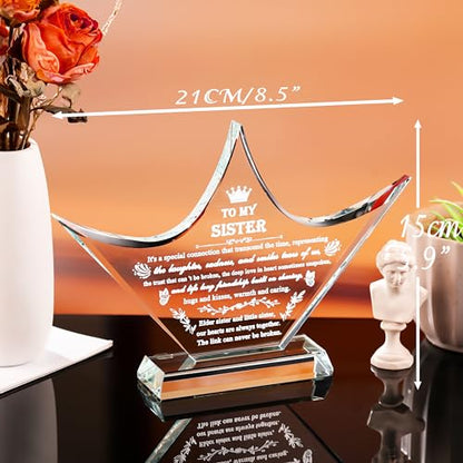 Movdyka Sisters Gifts from Sister - Crown Crystal Engraved Keepsake - Big Bestie Present for Girls Soul Gifts for Women - Best Unique Birthday Sister Gifts On Christamas Mothers Valentines - style: Sister-crown