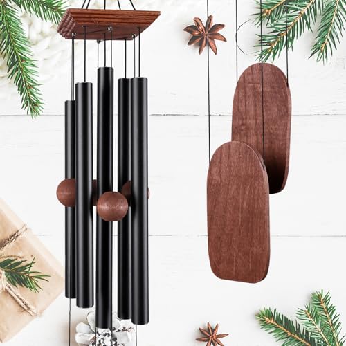 Wind Chimes for Outside Deep Tone, 36in Sympathy Wind Chimes Outdoor Clearance, Gifts for Mother's Day and Christmas, Outdoor Decor for Garden, Patio, Yard（Wood Wind Chime, Black） - size: 36in