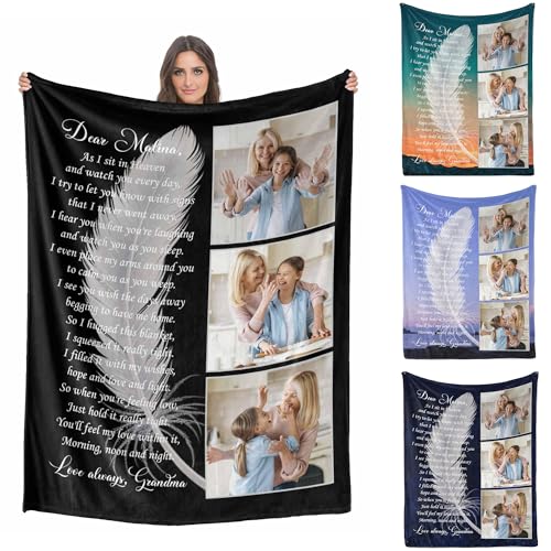 Custom Memorial Blanket with Photo - Sympathy Gift for Loss of Loved One - color: Style 17