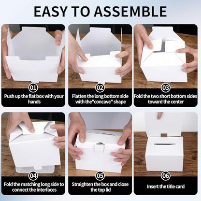 50 Pack Raffle Box Ballot Box with Slot, 6 x 6 x 6 Inch White Cardboard Suggestion Box with Removable Header, for Collecting Business Card Voting Contest Fundraising Donation and Suggestion - color: White, size: 50Pack