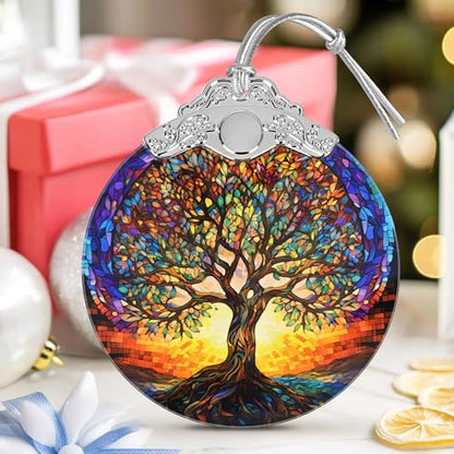 Stained Glass Ornaments, 2026 Christmas Ornament, Christmas Tree Ornament, Heirloom Keepsake, Gift Exchange, Gift Idea - Tree of Life - color: Tree of Life