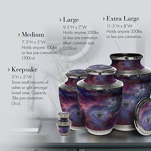 Cosmic Galaxy Nebula Keepsake Urns for Human Ashes with Velvet Gift Box for Cremation Keepsakes for Ashes - Small Cremation Urn and Small Keepsake Urn Set of 4 - color: Interstellar Nebula