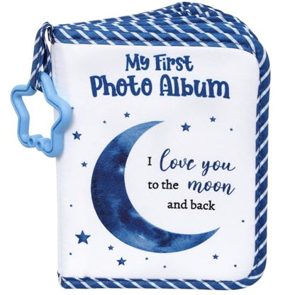 QOUBAI Baby's My First Family Album Soft Photo Cloth Book Holds 4x6 Family Pictures My First Book of Photos Baby Memory Album Gender Neutral Gift for Babies Newborn Toddler Baby Shower Moon - style: Love You to the Moon