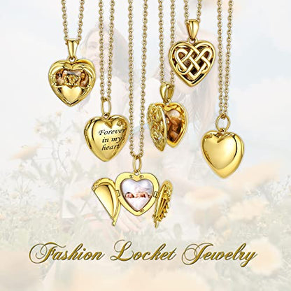 Bestyle Sterling Silver Heart Locket Necklace for Women, Dainty Cute Small Heart Locket Pendant in Gold/Rose Gold/Silver, Love Statement Jewelry Gift for Mother Wife - color: E1. Tree of Life-Gold-Locket Only, NO Custom