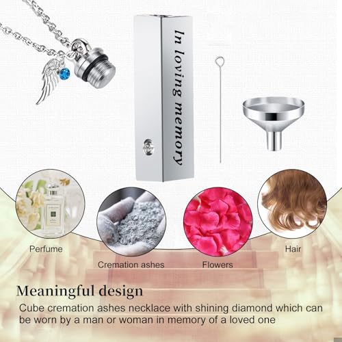 16 Pcs Urn Necklace For Ashes Urn Necklace Stainless Steel Cremation Jewelry For Women Men Cylinder Memorial Necklaces Keepsake Pendant With Funnel(Silver,Black)