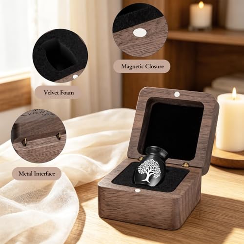 Customize Wooden Small Urn for Human Ashes Keepsake Memorial Box - style: Black-Cusotmize