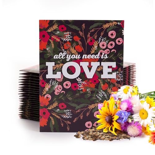 All You Need is Love Bouquet 25 Wildflower Packets for Planting, Perfect Valentines Gift, Garden Seeds to Grow Live Plants, Flowers - Bentley Seed Co. - style: All You Need Is Love
