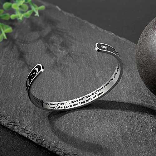 TONY & SANDY Inspirational Bracelets for Women Teen Girls Personalized Gifts for Daughter Granddaughter Mom Sister Friends Stainless Steel Engraved Cuff Birthday Easter Christmas - style: A - Bonus Daughter Gifts - Sun & Moon - I may not have given you th