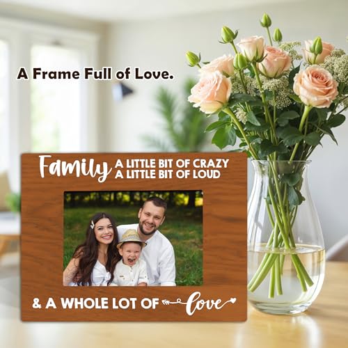 Rustic Family Picture Frame - Family A Little Bit of Crazy A Little Bit of Loud - Wooden Picture Frame Fits 4x6 inches Photo - Farmhouse Birthday Gift For Grandparents Parents-A02 - color: Family