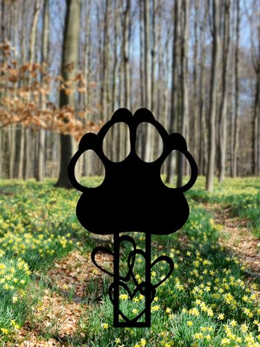 Memorial Garden Stake Metal Cross Grave Marker Design for Dog & Cat | (10.4 x 4.3'')Featuring Paw Prints and Heart Motifs,Suitable for Outdoor Cemeteries,Ideal Gifts to Honor Departed Pet - style: Dog Stake