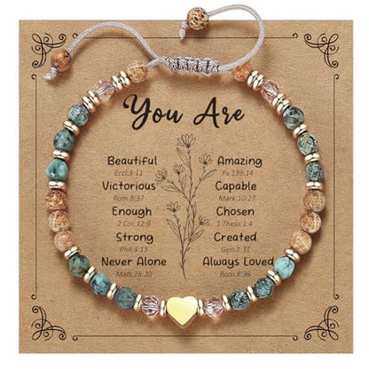 yupoxiu Natural Stone Bracelets - Inspirational Birthday Gifts for Women | Thinking of You & Get Well Soon Gifts for Women, Unique Jewelry Gift for Friend, Sister, Her - style: C-you're