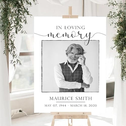 Memorial Sign, Customizable In Loving Memory / Celebration of Life, White Rectangular Plastic Sign, 12'W x 18'L, 18'W x 27'L, 24'W x 36' - color: Background #10