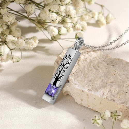 RIPFEVURN Small Mini Urns for Human Ashes Keepsake Adult Female Male Tree of Life Cremation Jewelry Urn Necklaces for Ashes for Women Men Set of 6(Purple)