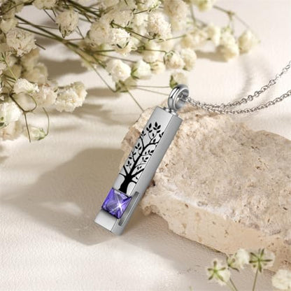 RIPFEVURN Small Mini Urns for Human Ashes Keepsake Adult Female Male Tree of Life Cremation Jewelry Urn Necklaces for Ashes for Women Men Set of 6(Purple)