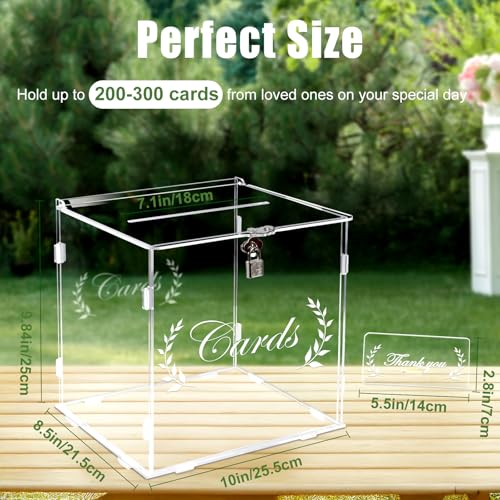 OurWarm Clear Card Boxes with Lock - Gift Card Box Money Box Holder for Reception, Anniversary, Shower, Rustic Wedding Decorations, Birthday, Graduation